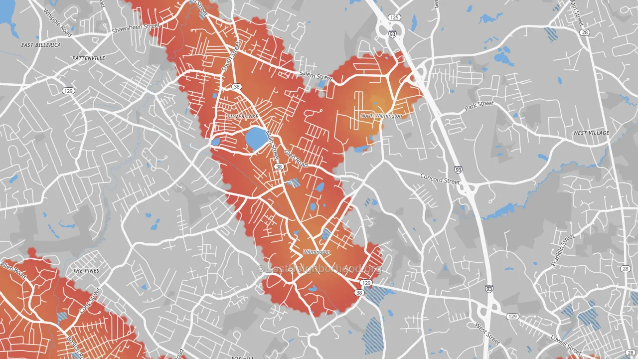 Transit Grade map of Wilmington, MA