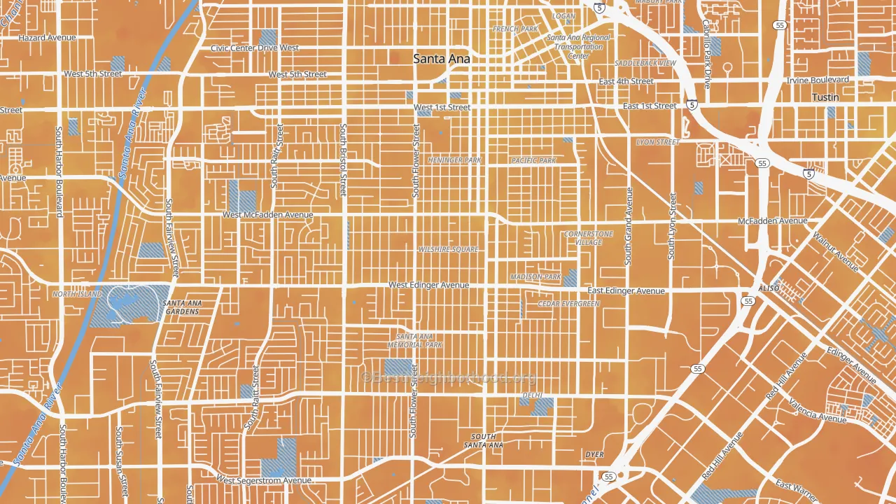 Transit Grade map of Wilshire Square, Santa Ana, CA