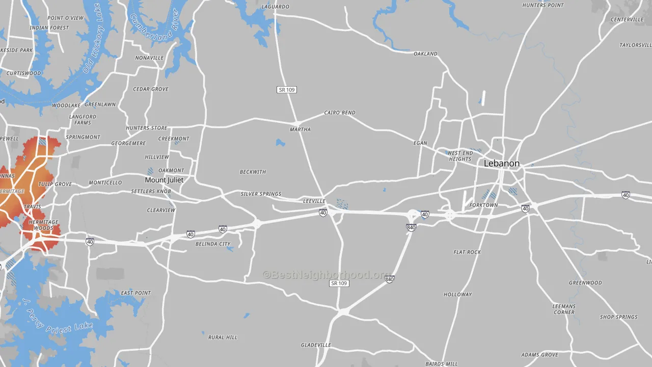 Transit Grade map of Wilson County, TN
