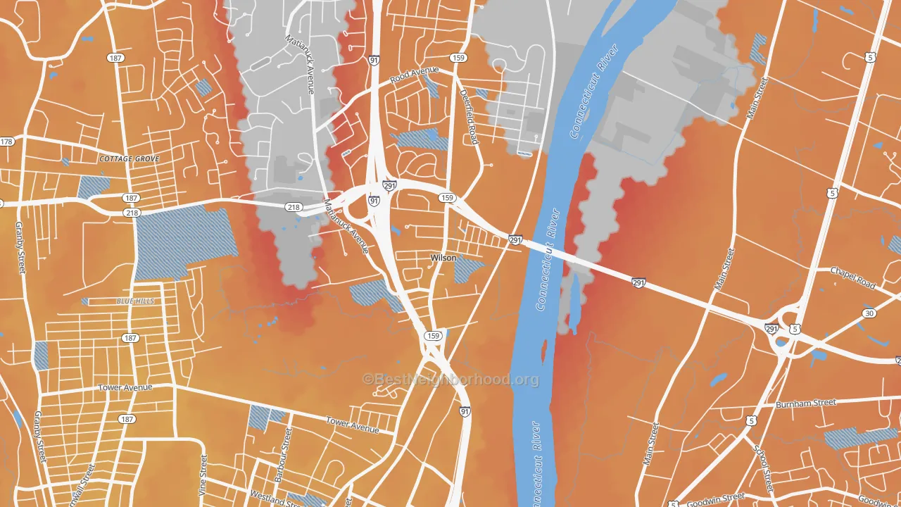 Transit Grade map of Wilson, CT