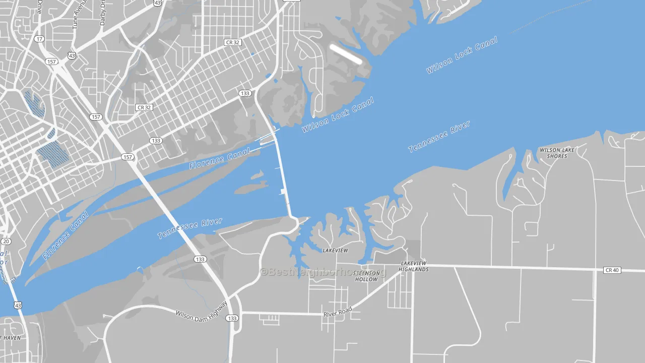 Transit Grade map of Wilson Lake Shores, AL