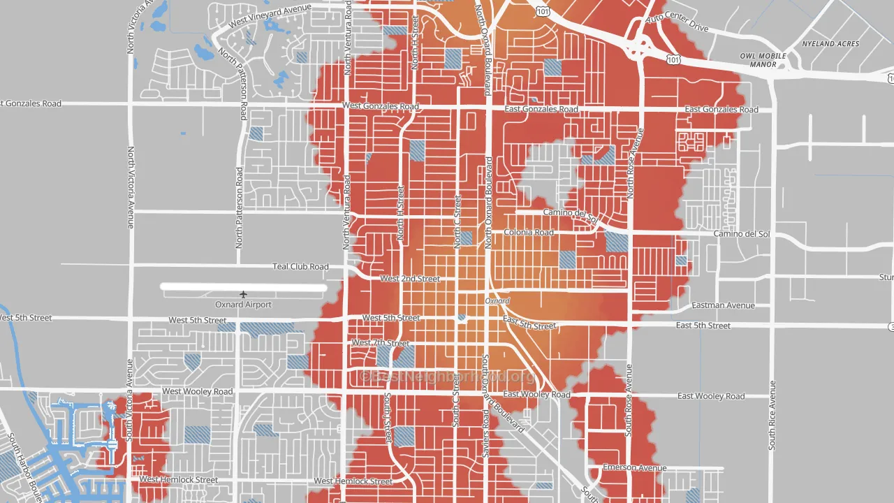 Transit Grade map of Wilson, Oxnard, CA