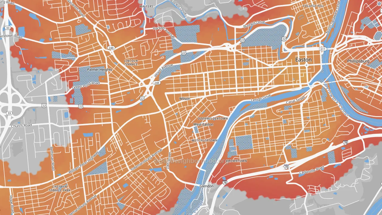Transit Grade map of Wilson, PA