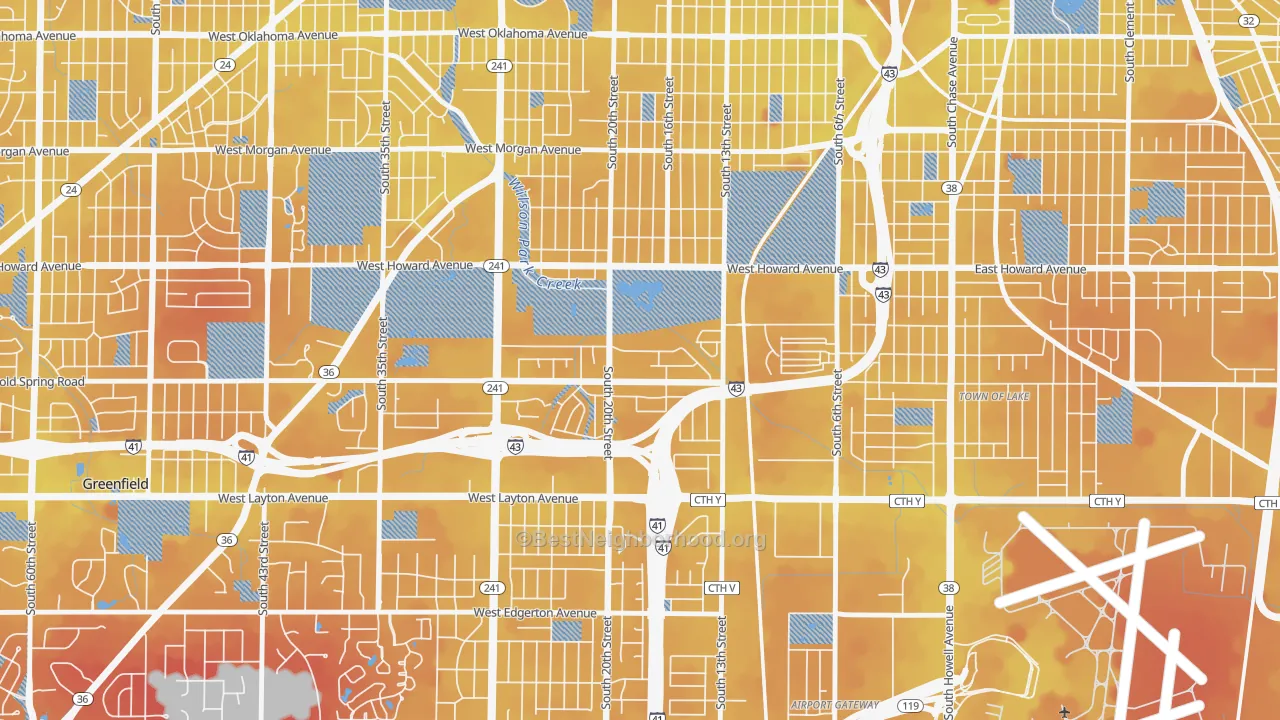 Transit Grade map of Wilson Park, Milwaukee, WI
