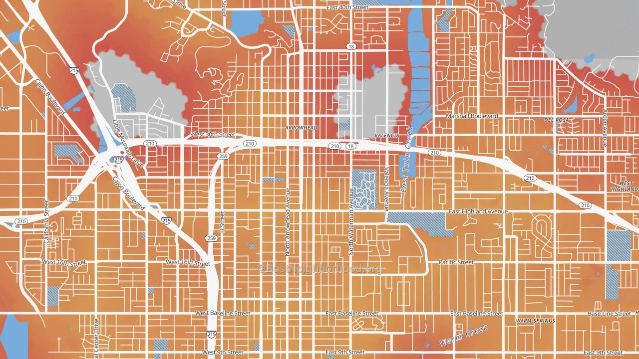 Transit Grade map of Wilson-Riverside, San Bernardino, CA