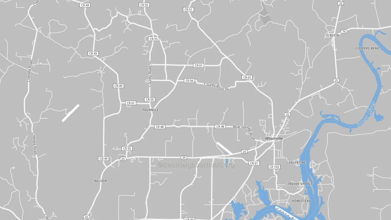 Transit Grade map of Wilsonville, AL
