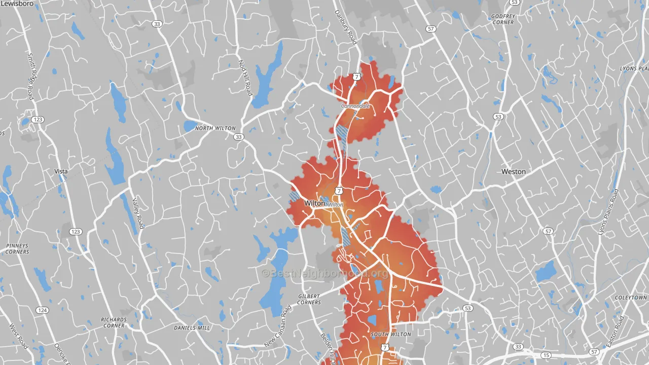 Transit Grade map of Wilton, CT