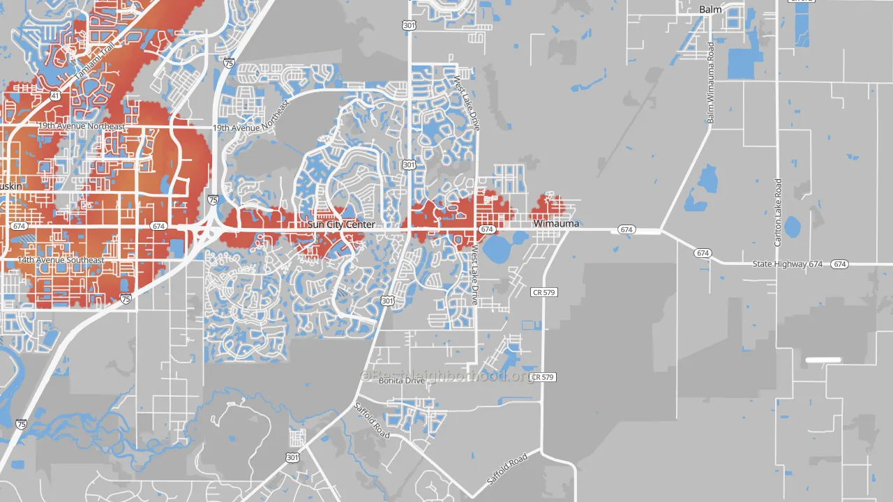 Transit Grade map of Wimauma, FL