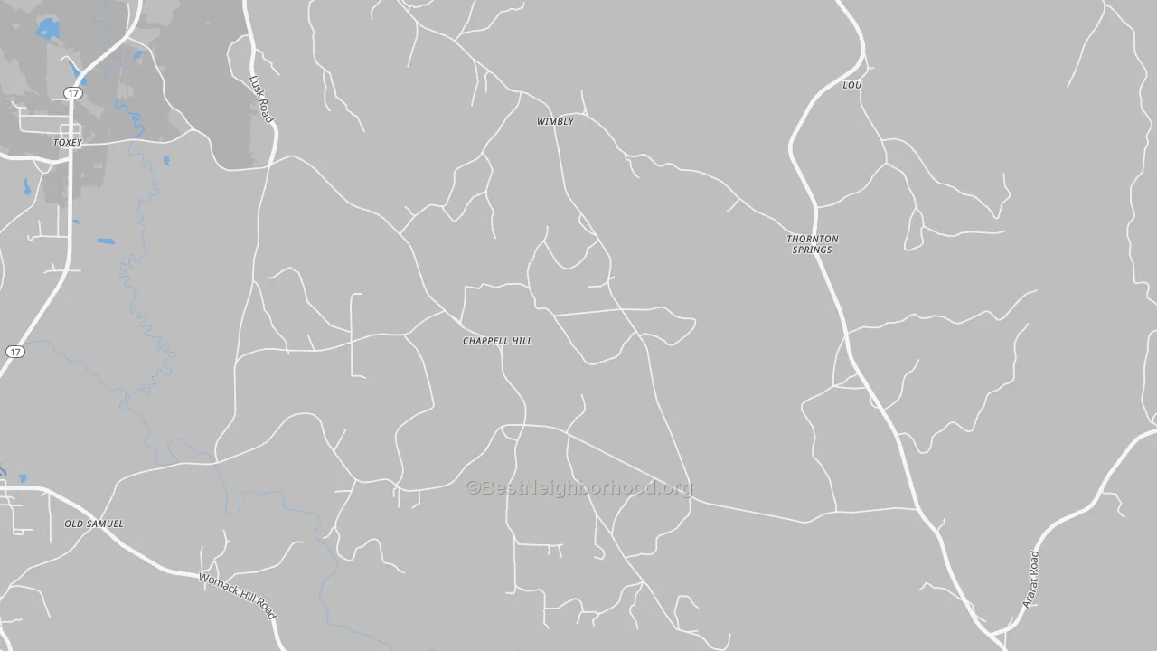 Transit Grade map of Wimberly, AL