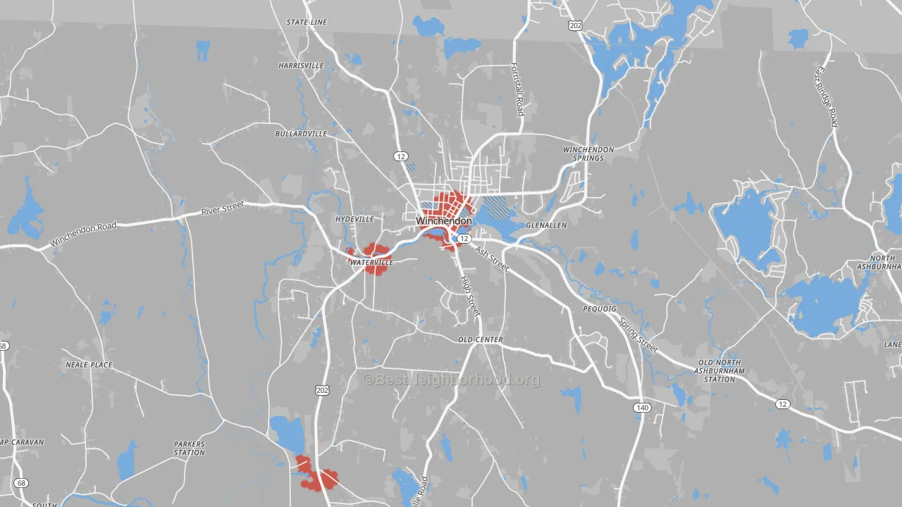 Transit Grade map of Winchendon, MA