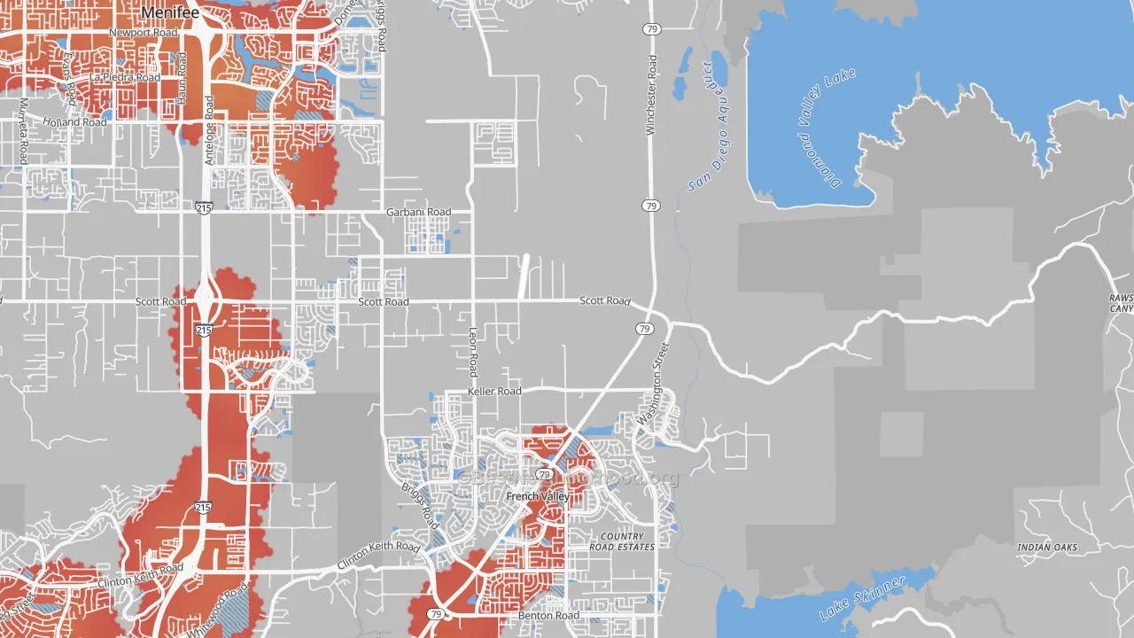 Transit Grade map of Winchester, CA