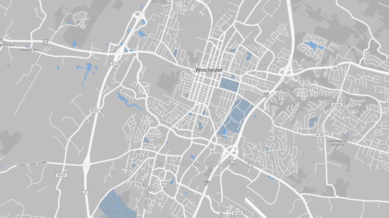 Transit Grade map of Winchester City, VA