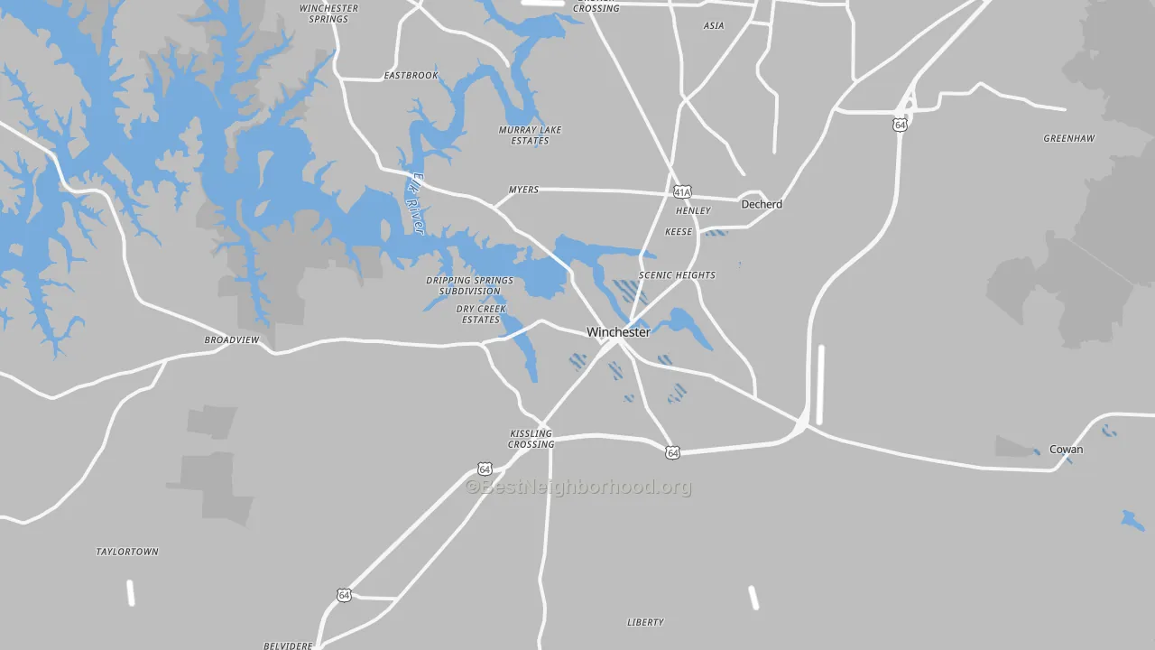 Transit Grade map of Winchester, TN