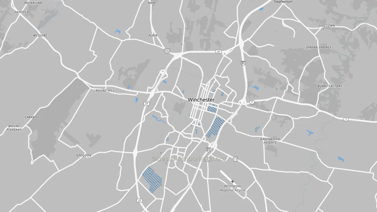 Transit Grade map of Winchester, VA