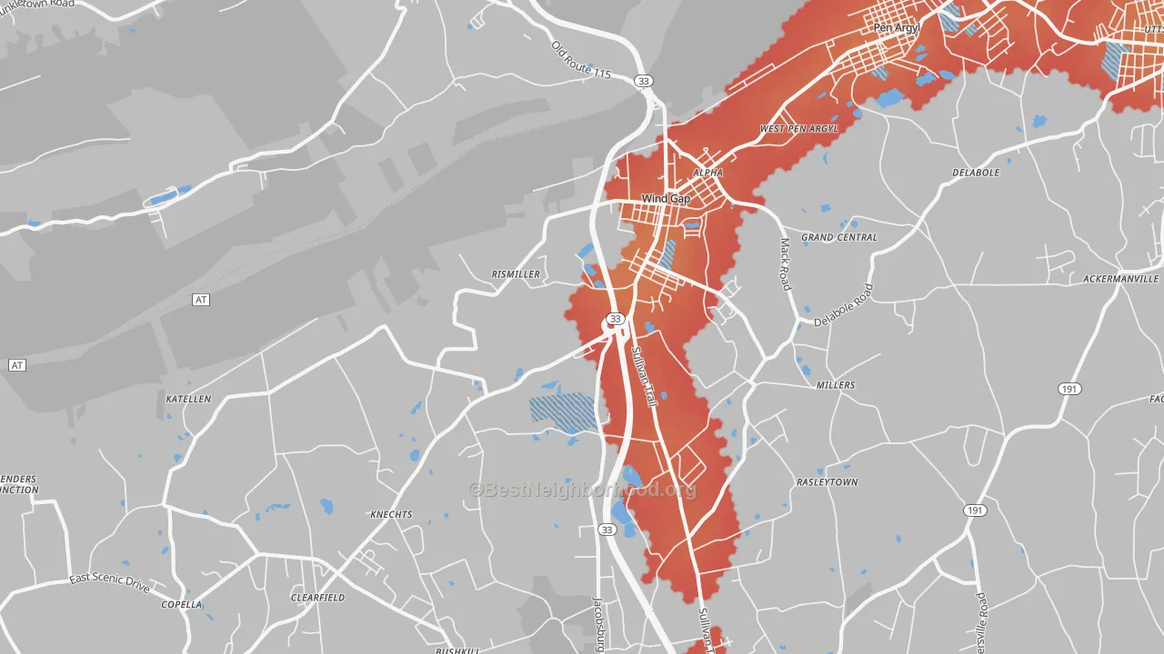 Transit Grade map of Wind Gap, PA