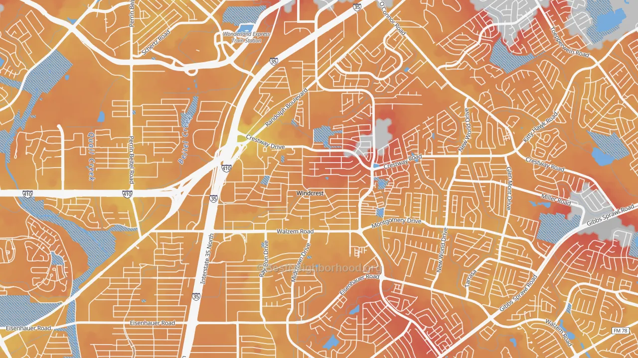 Transit Grade map of Windcrest, TX