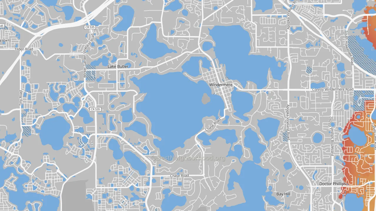 Transit Grade map of Windermere, FL