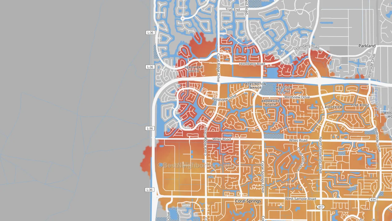 Transit Grade map of Windham, Coral Springs, FL