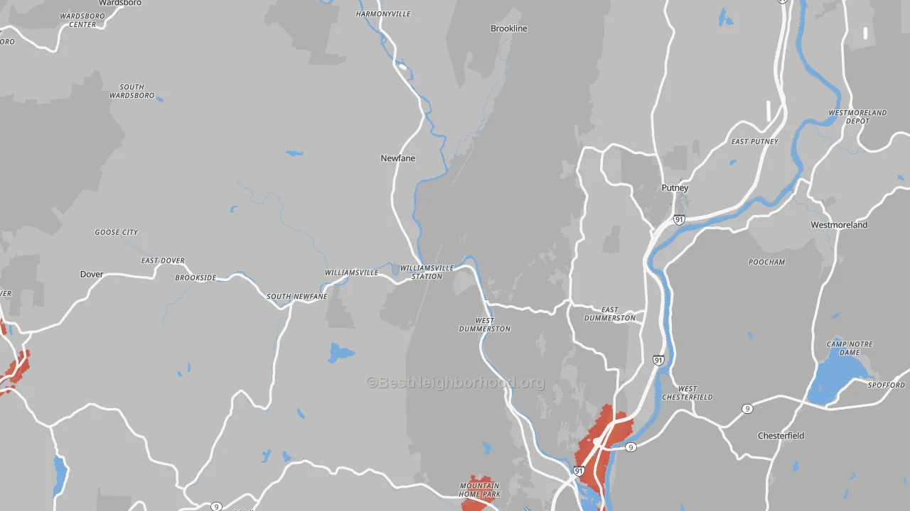 Transit Grade map of Windham County, VT