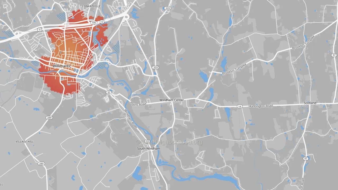 Transit Grade map of Windham, CT