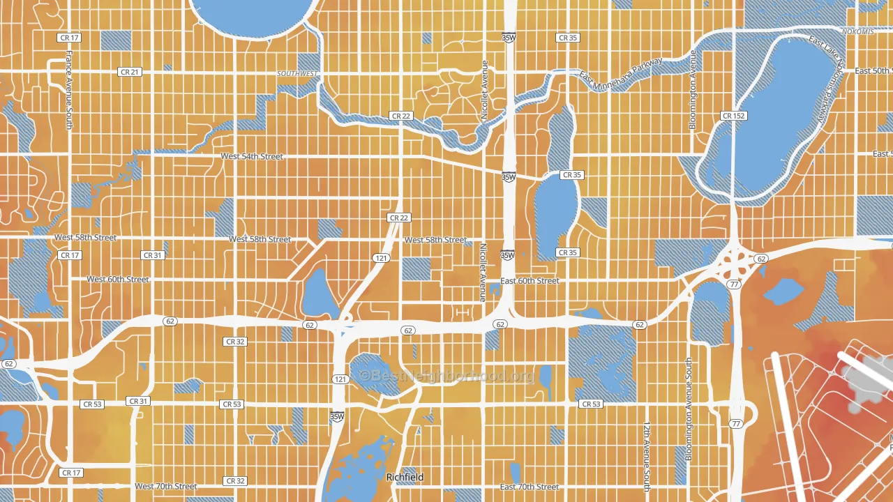 Transit Grade map of Windom, Minneapolis, MN
