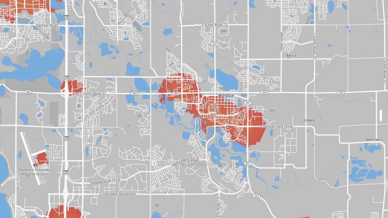 Transit Grade map of Windsor, CO