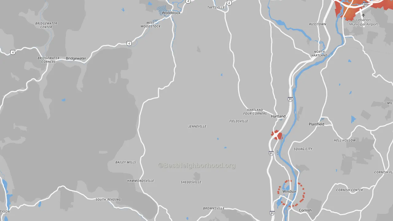 Transit Grade map of Windsor County, VT