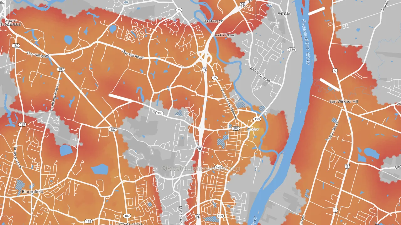 Transit Grade map of Windsor, CT