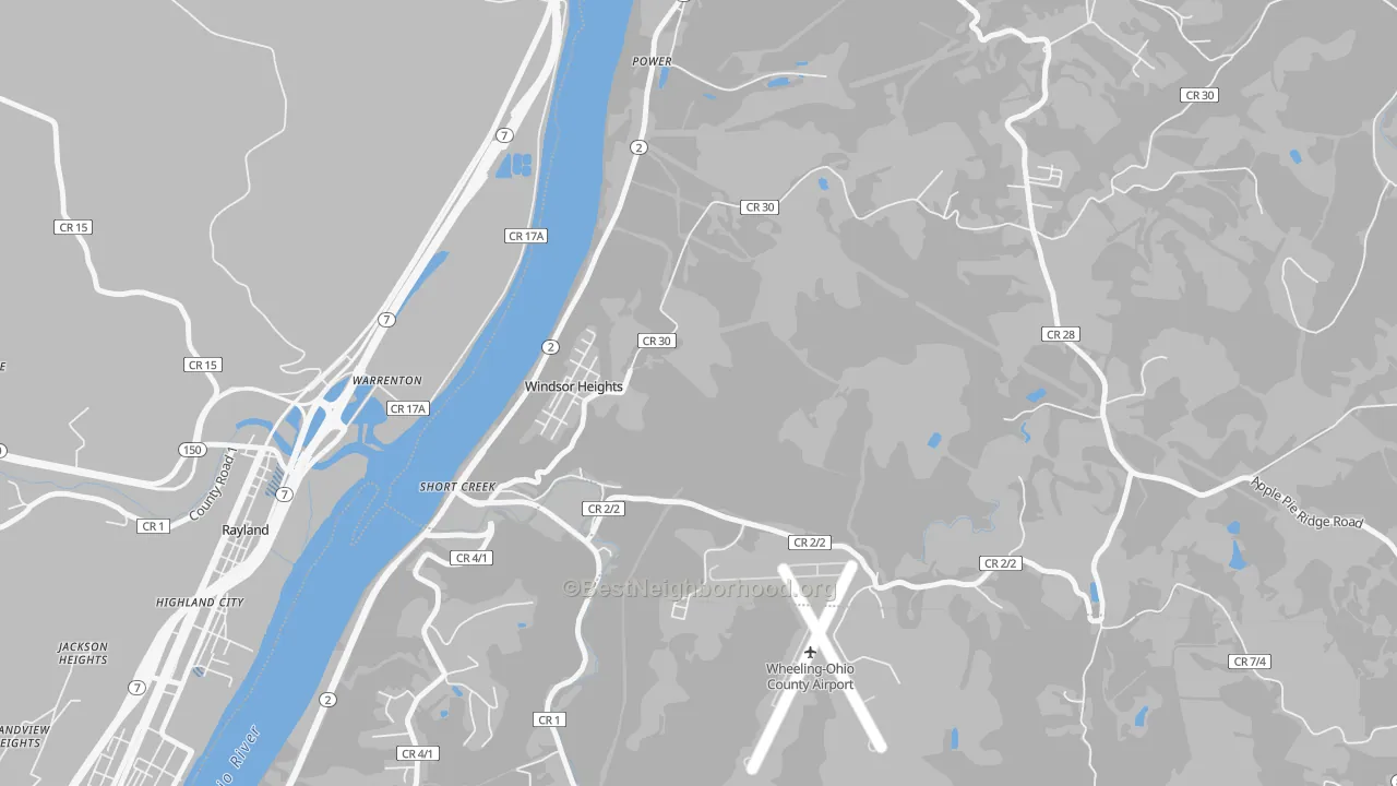 Transit Grade map of Windsor Heights, WV