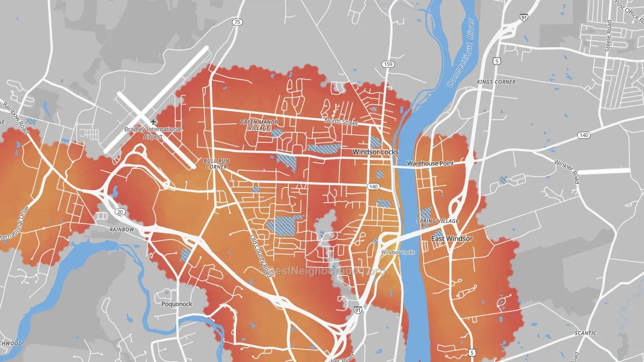 Transit Grade map of Windsor Locks, CT