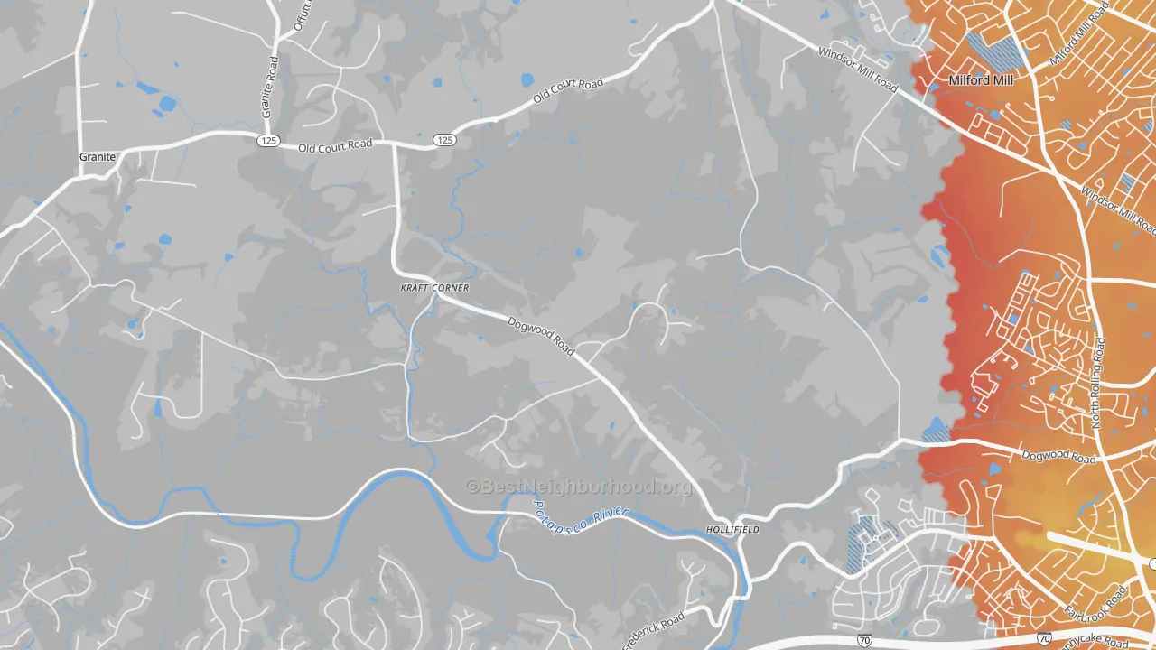 Transit Grade map of Windsor Mill, MD