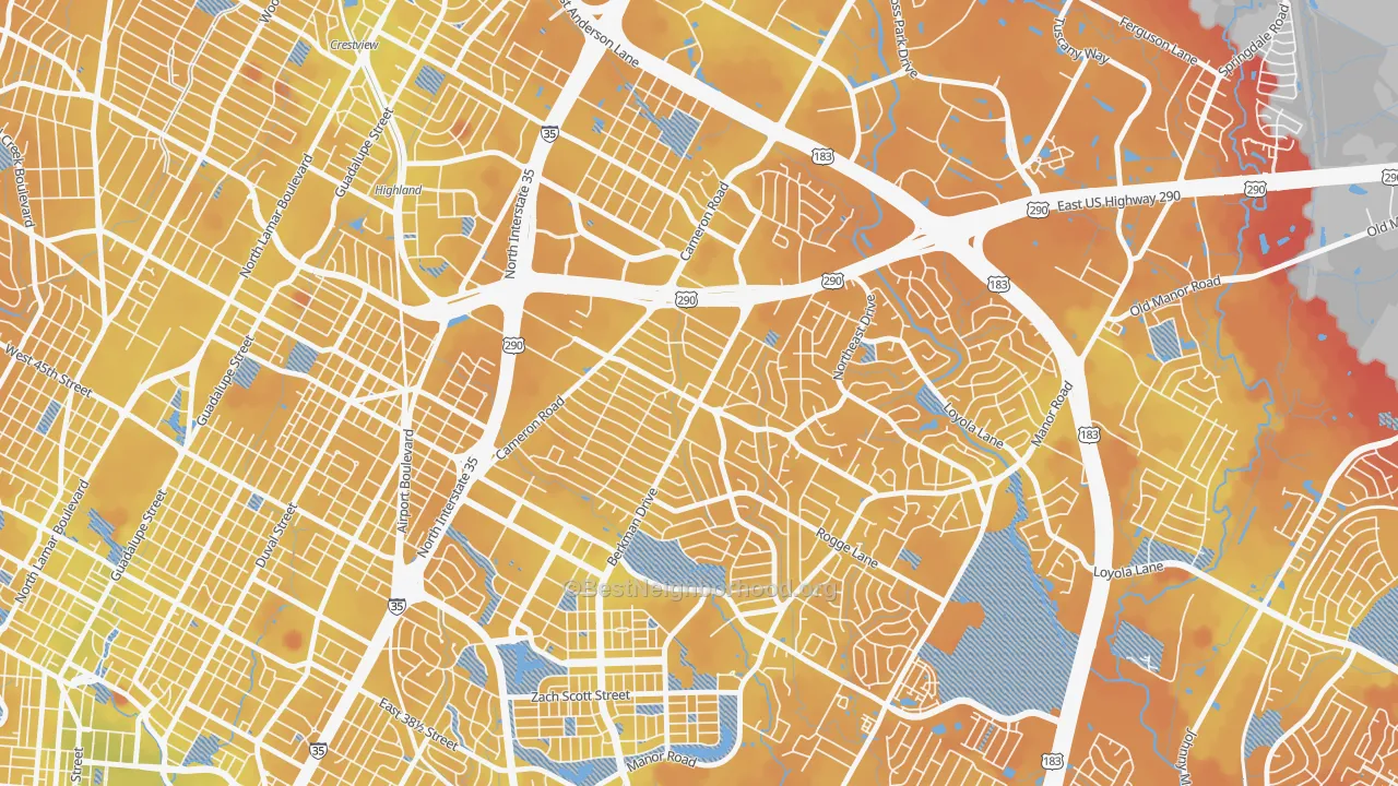 Transit Grade map of Windsor Park, Austin, TX