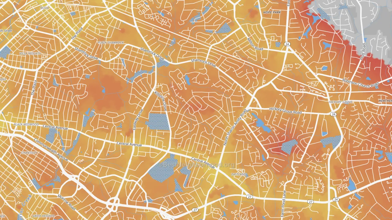 Transit Grade map of Windsor Park, Charlotte, NC