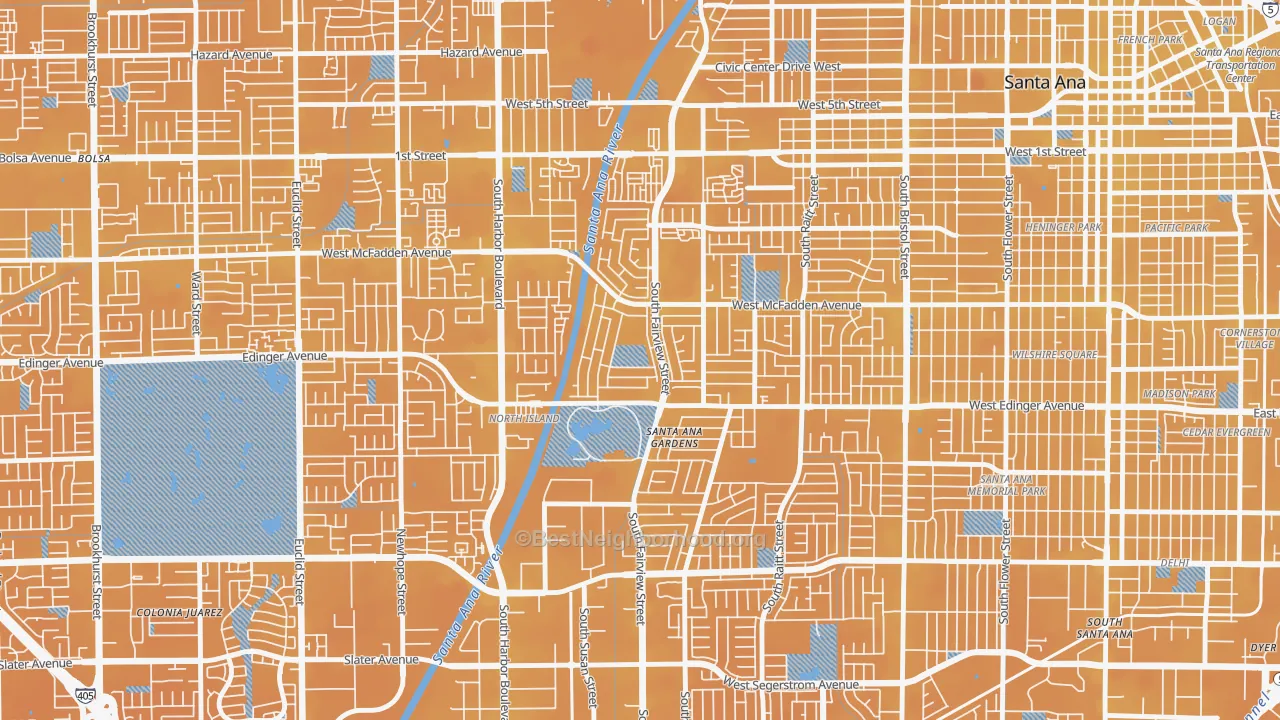 Transit Grade map of Windsor Village, Santa Ana, CA