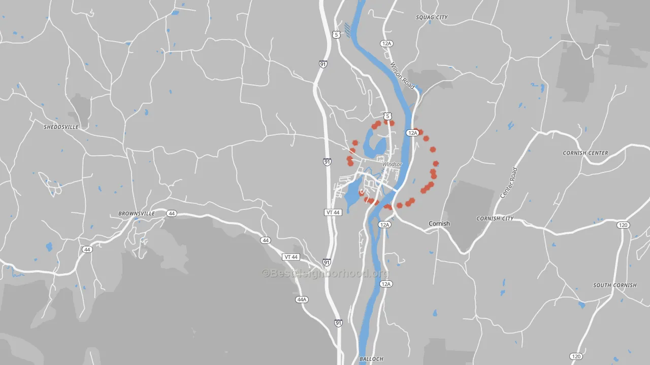 Transit Grade map of Windsor, VT