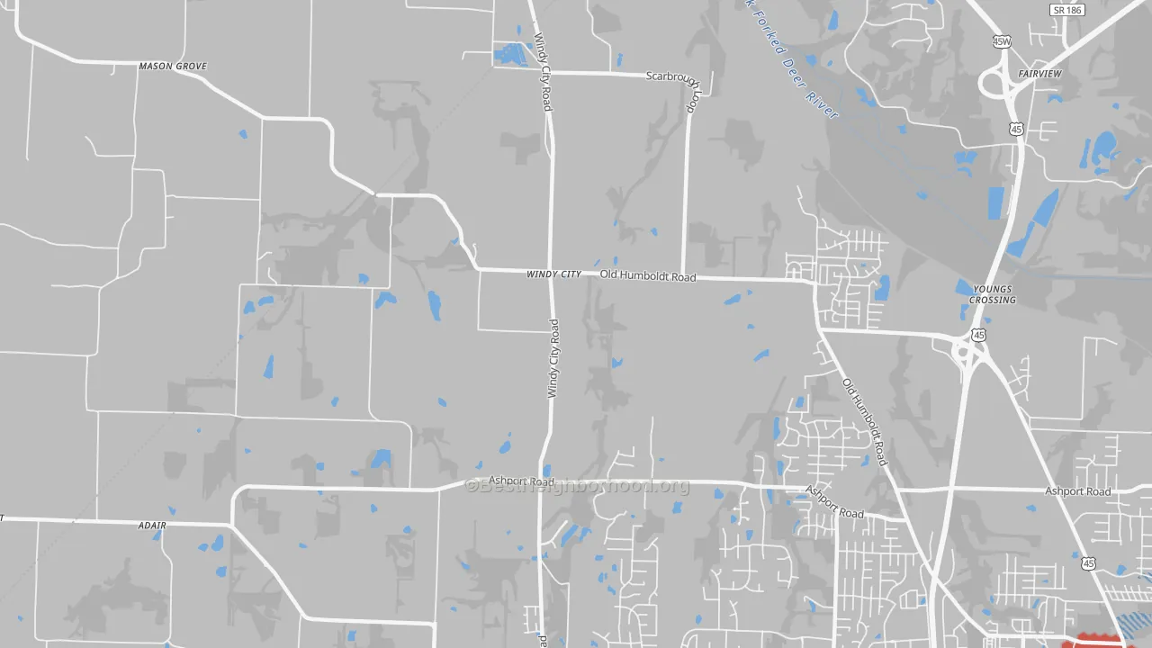 Transit Grade map of Windy City, TN
