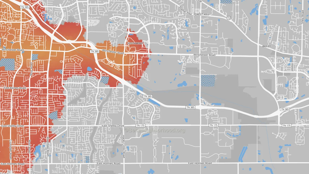 Transit Grade map of Windyke-Southwind, Memphis, TN