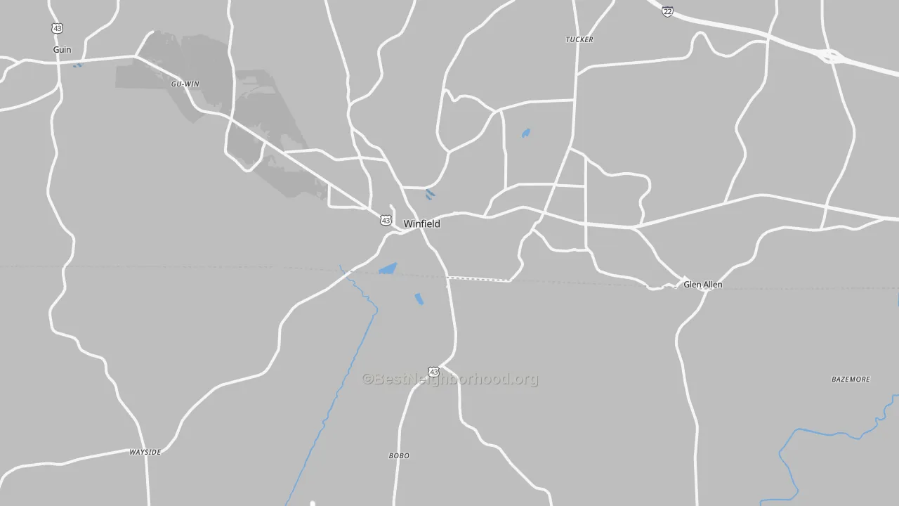 Transit Grade map of Winfield, AL