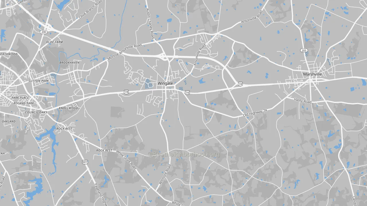 Transit Grade map of Wingate, NC