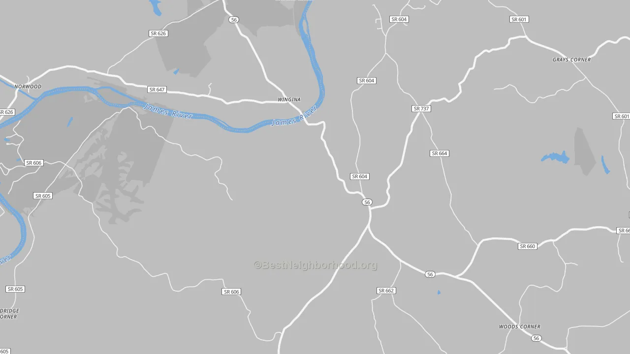Transit Grade map of Wingina, VA