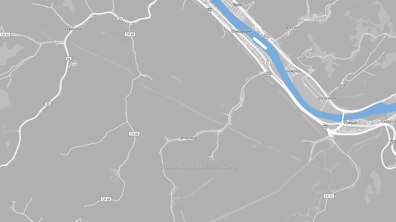 Transit Grade map of Winifrede, WV