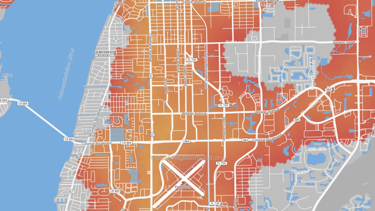 Transit Grade map of Winkler Safe Neighborhood, Fort Myers, FL