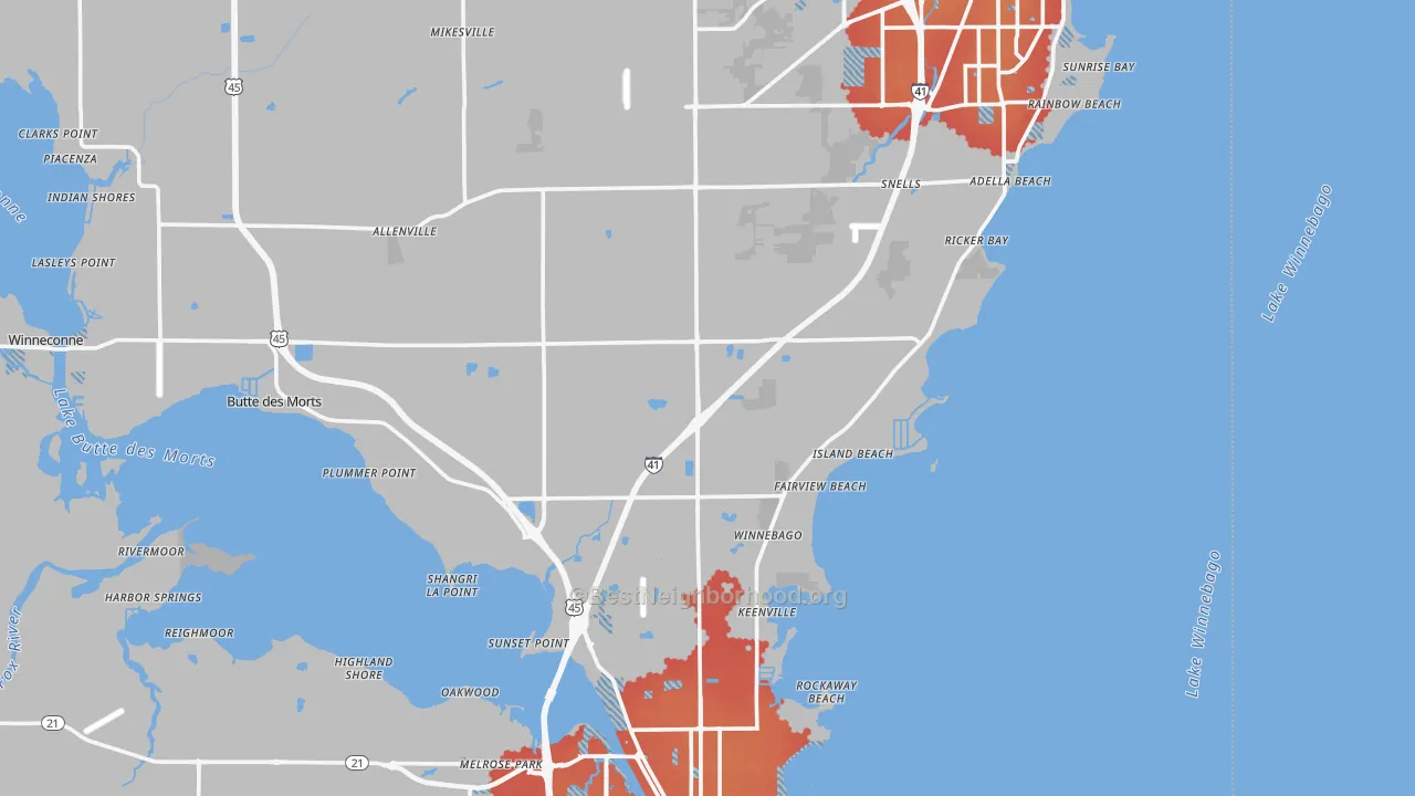 Transit Grade map of Winnebago County, WI