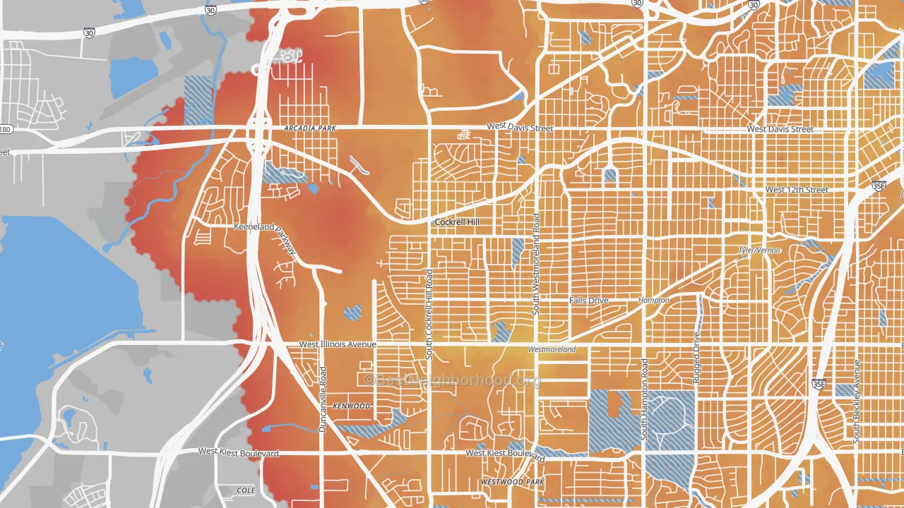 Transit Grade map of Winnetka Heights, Dallas, TX
