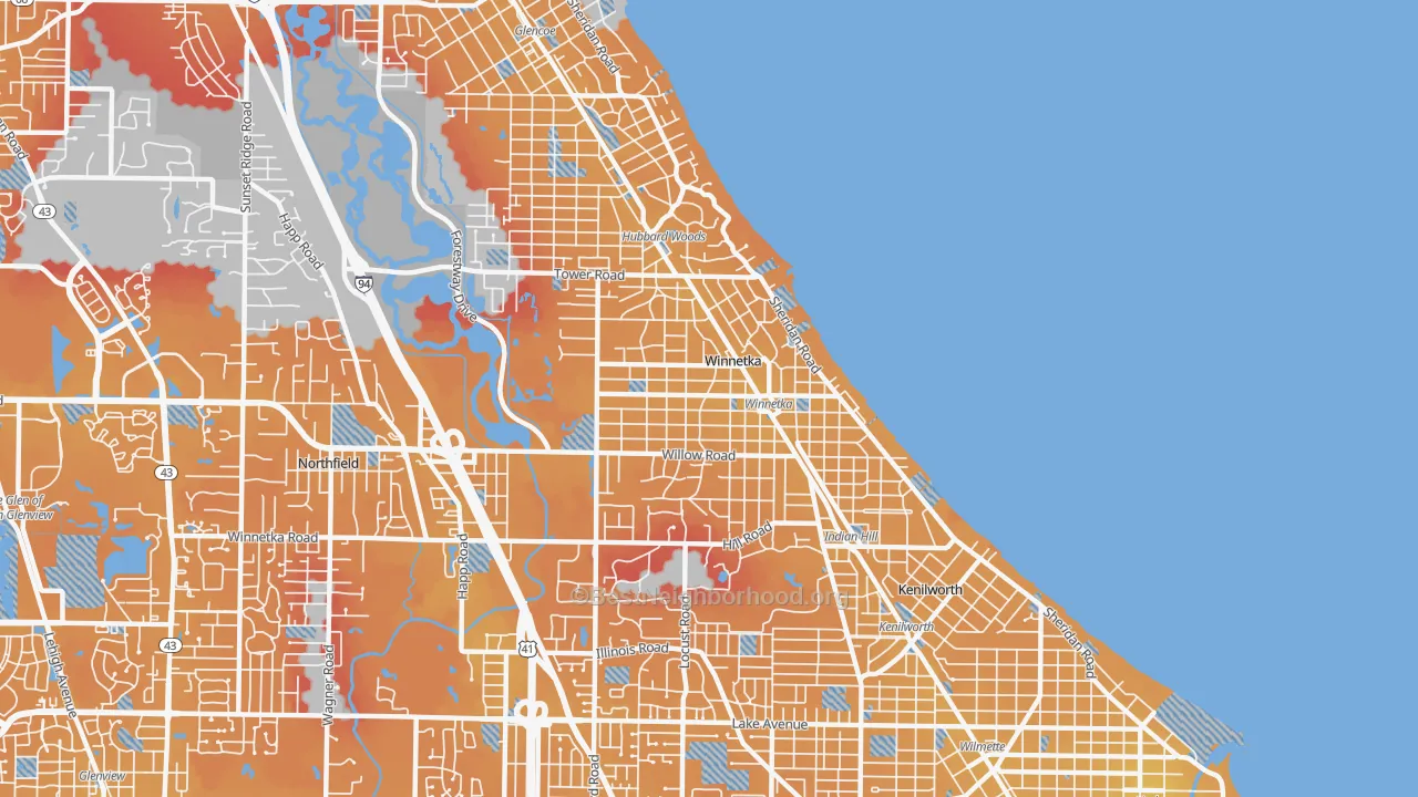 Transit Grade map of Winnetka, IL