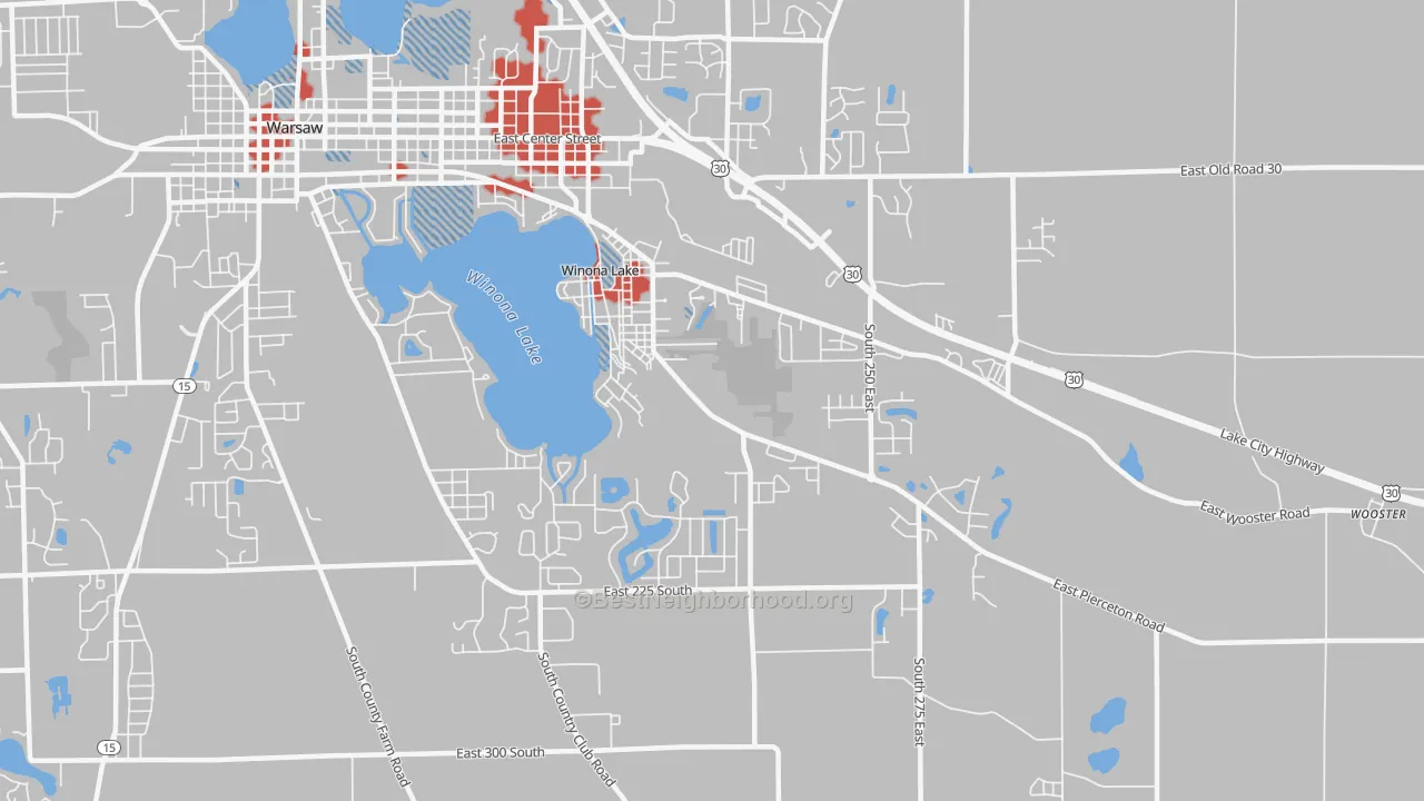 Transit Grade map of Winona Lake, IN