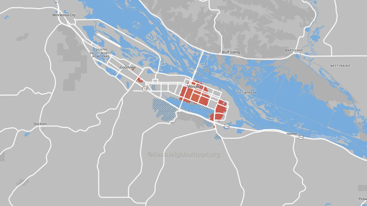 Transit Grade map of Winona, MN