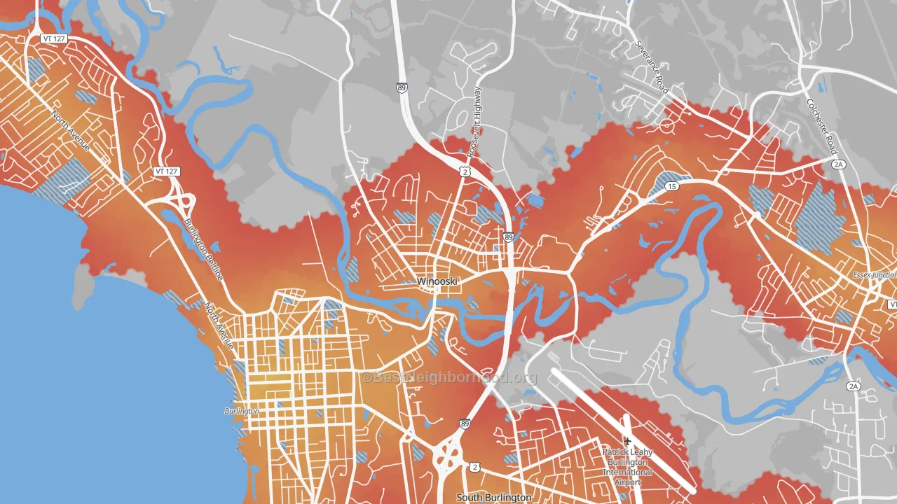 Transit Grade map of Winooski, VT