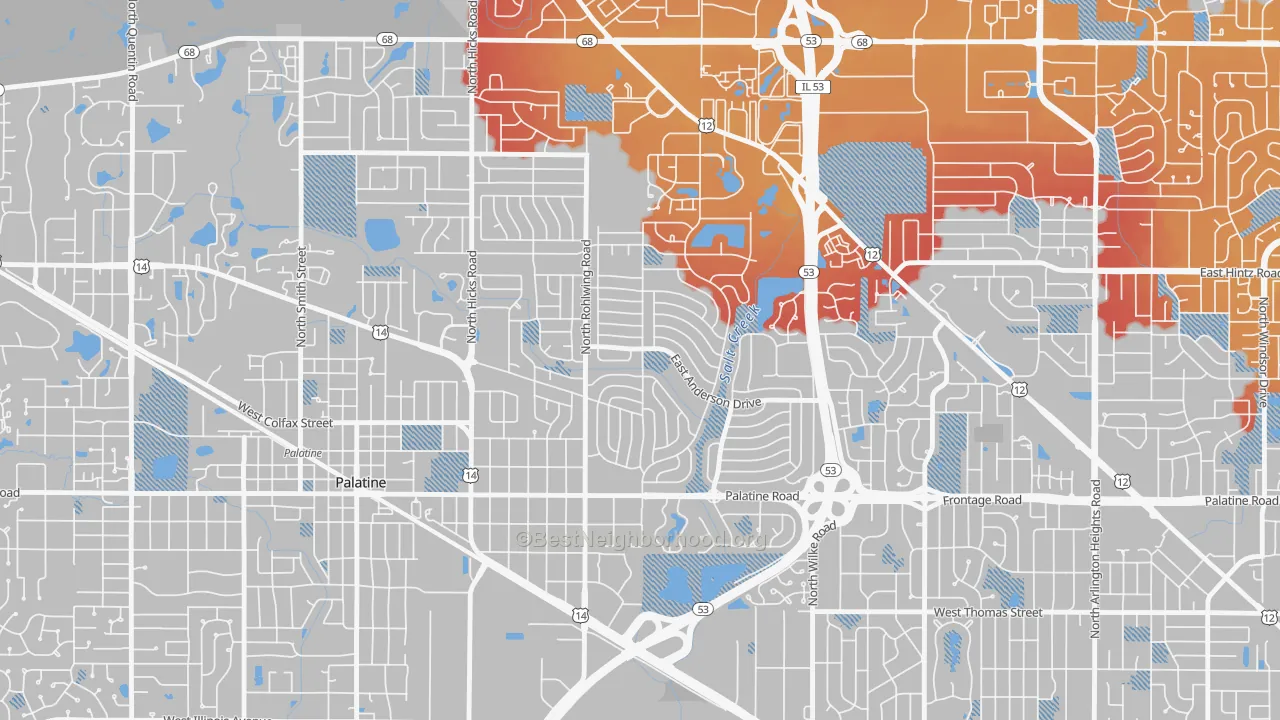 Transit Grade map of Winston Park, Palatine, IL