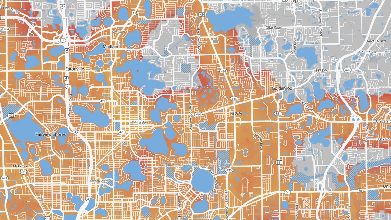 Transit Grade map of Winter Park, FL